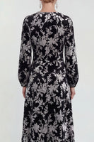 Load image into Gallery viewer, Dark Purple Floral A Line Round Neck Midi Mother of the Bride Dress with Sleeves