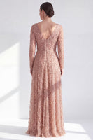 Load image into Gallery viewer, Fuchsia A Line Beaded Long Sleeves Mother Of the Bride Dress
