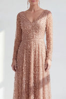 Load image into Gallery viewer, Fuchsia A Line Beaded Long Sleeves Mother Of the Bride Dress