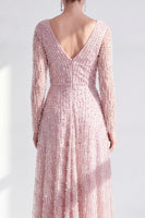Load image into Gallery viewer, Fuchsia A Line Beaded Long Sleeves Mother Of the Bride Dress