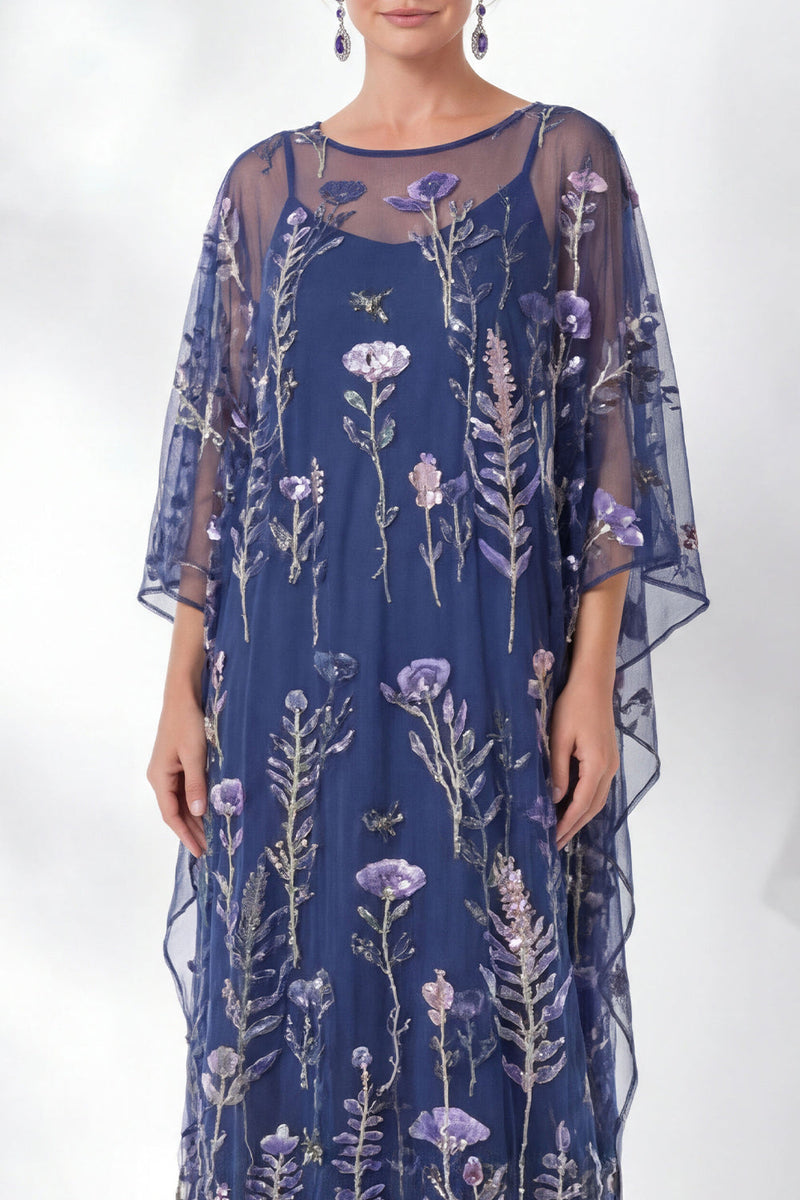Load image into Gallery viewer, Sparkly Green Floral Sheath Long Mother of the Bride Dress with Sleeves