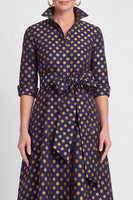 Load image into Gallery viewer, Navy Blue Jacquard Floral A Line Long Mother of the Bride Dress with Bow