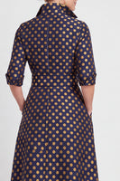 Load image into Gallery viewer, Navy Blue Jacquard Floral A Line Long Mother of the Bride Dress with Bow
