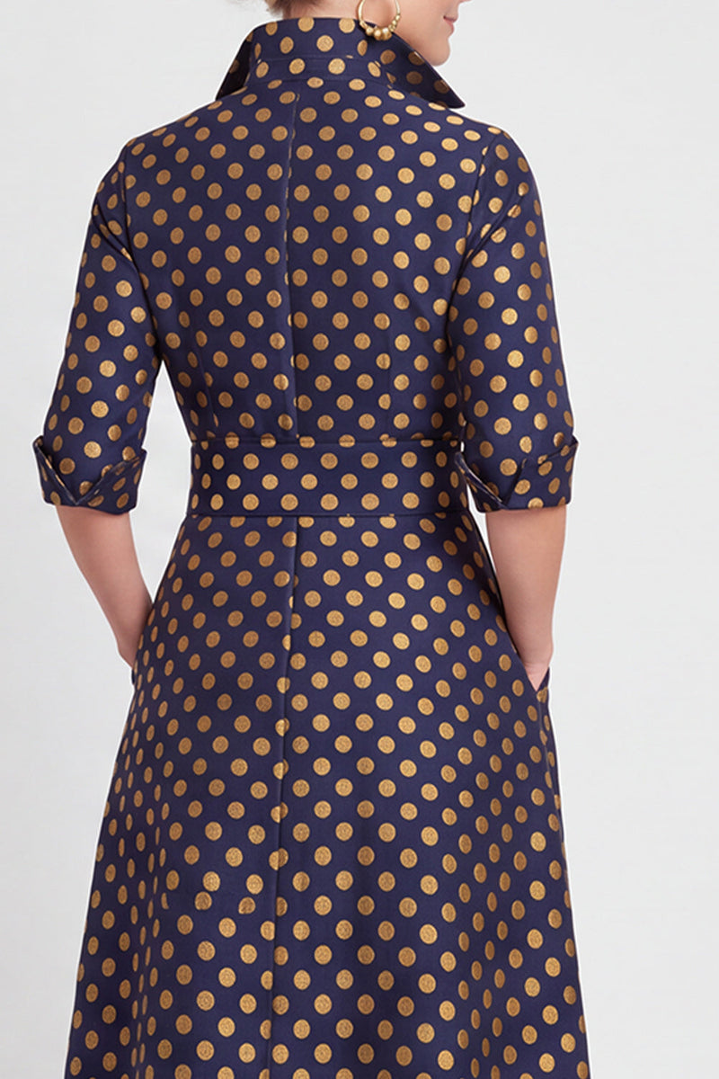 Load image into Gallery viewer, Navy Blue Jacquard Floral A Line Long Mother of the Bride Dress with Bow