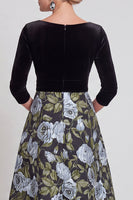 Load image into Gallery viewer, Red Flower A Line Velvet Long Mother of the Bride Dress with Sleeves