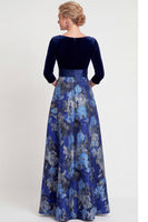 Load image into Gallery viewer, Red Flower A Line Velvet Long Mother of the Bride Dress with Sleeves