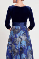 Load image into Gallery viewer, Red Flower A Line Velvet Long Mother of the Bride Dress with Sleeves