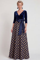 Load image into Gallery viewer, Red Flower A Line Velvet Long Mother of the Bride Dress with Sleeves