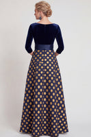 Load image into Gallery viewer, Red Flower A Line Velvet Long Mother of the Bride Dress with Sleeves