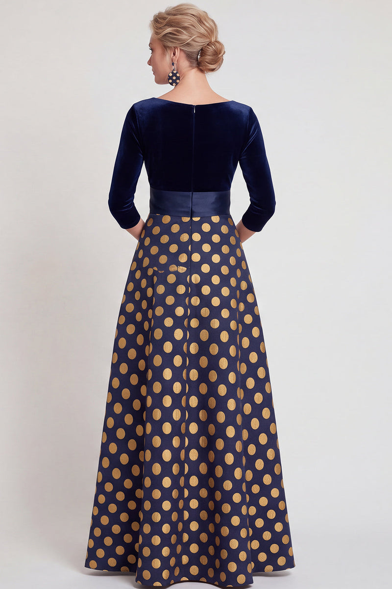 Load image into Gallery viewer, Red Flower A Line Velvet Long Mother of the Bride Dress with Sleeves