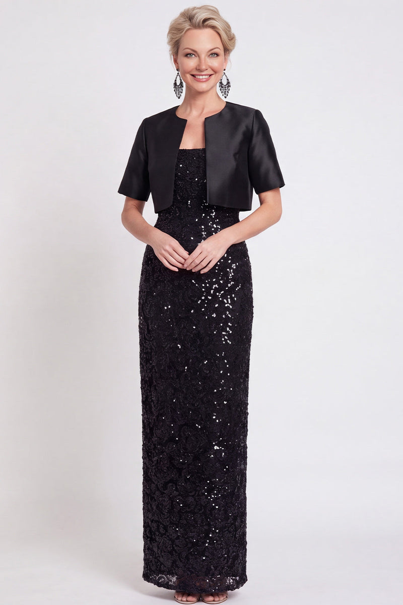Load image into Gallery viewer, Sparkly Navy 2 Piece Sheath Sequins Long Mother of the Bride Dress with Jacket