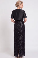 Load image into Gallery viewer, Sparkly Navy 2 Piece Sheath Sequins Long Mother of the Bride Dress with Jacket
