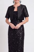 Load image into Gallery viewer, Sparkly Navy 2 Piece Sheath Sequins Long Mother of the Bride Dress with Jacket