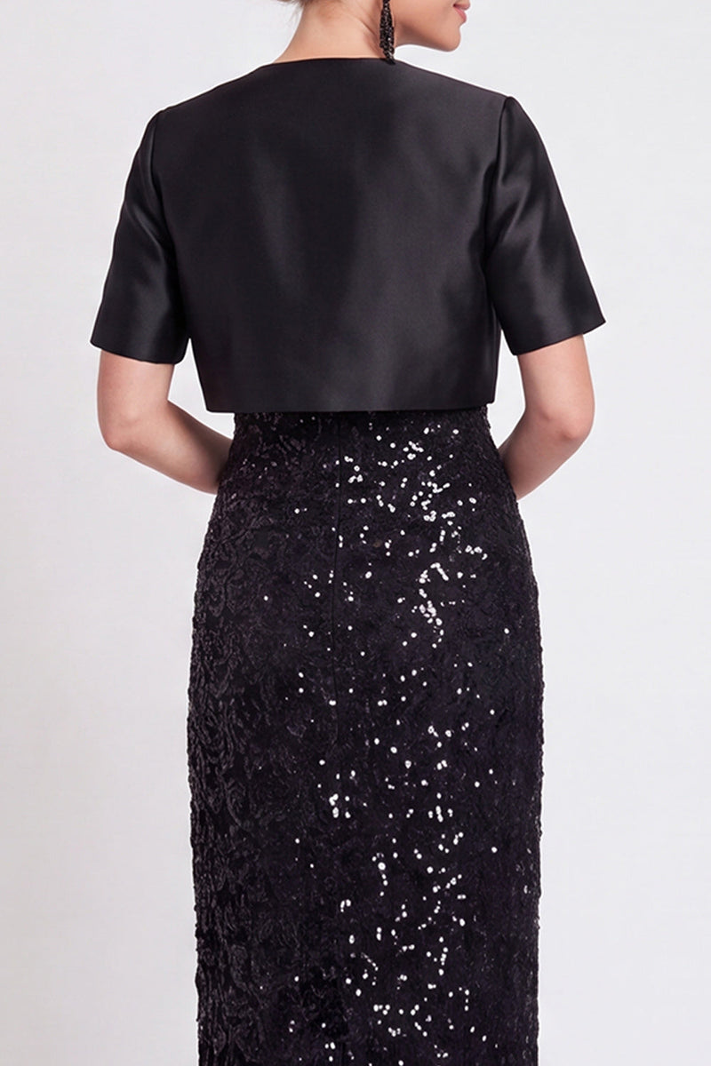 Load image into Gallery viewer, Sparkly Navy 2 Piece Sheath Sequins Long Mother of the Bride Dress with Jacket