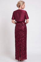 Load image into Gallery viewer, Sparkly Navy 2 Piece Sheath Sequins Long Mother of the Bride Dress with Jacket