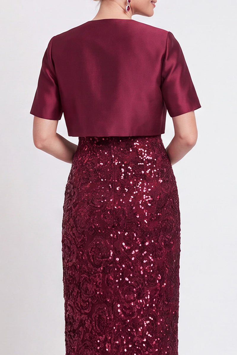 Load image into Gallery viewer, Sparkly Navy 2 Piece Sheath Sequins Long Mother of the Bride Dress with Jacket