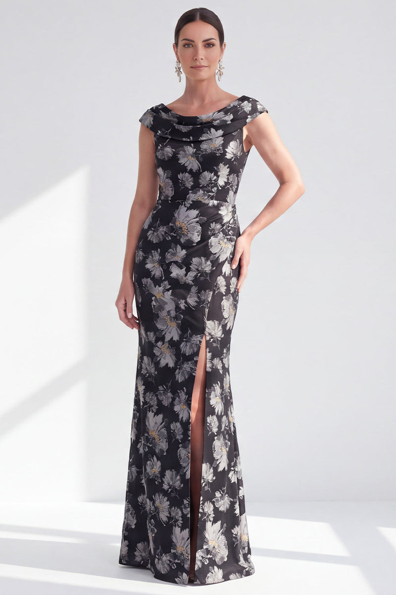 Load image into Gallery viewer, Dusty Green Mermaid Long Floral Mother of the Bride Dress with Slit