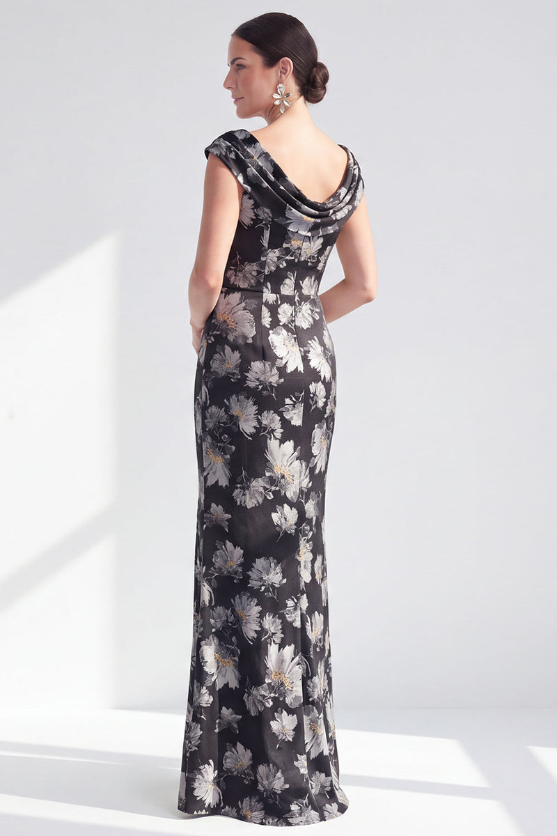 Load image into Gallery viewer, Dusty Green Mermaid Long Floral Mother of the Bride Dress with Slit