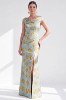 Load image into Gallery viewer, Dusty Green Mermaid Long Floral Mother of the Bride Dress with Slit