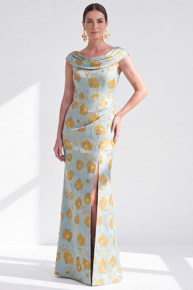 Load image into Gallery viewer, Dusty Green Mermaid Long Floral Mother of the Bride Dress with Slit