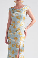 Load image into Gallery viewer, Dusty Green Mermaid Long Floral Mother of the Bride Dress with Slit