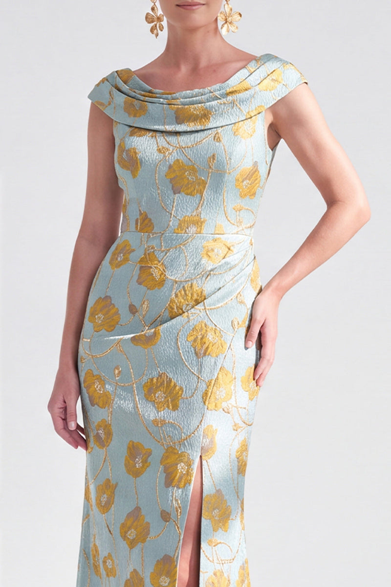 Load image into Gallery viewer, Dusty Green Mermaid Long Floral Mother of the Bride Dress with Slit