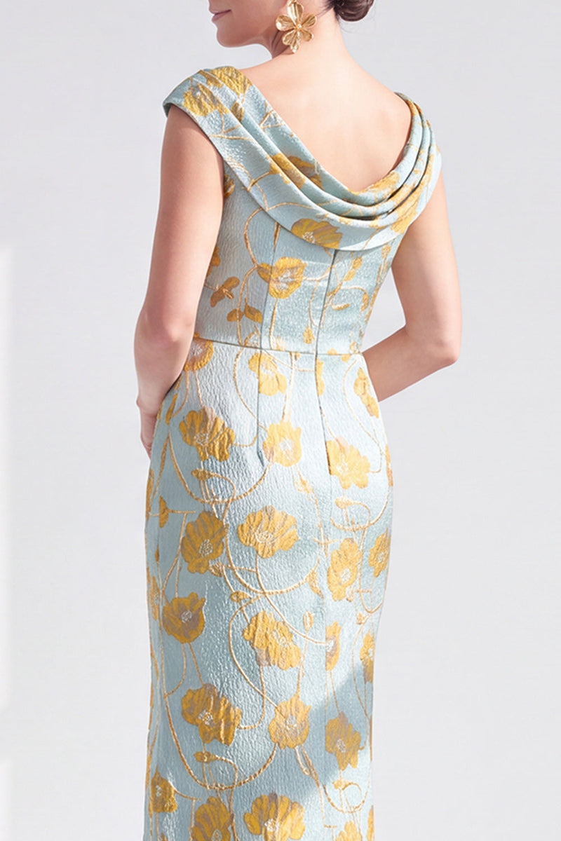 Load image into Gallery viewer, Dusty Green Mermaid Long Floral Mother of the Bride Dress with Slit