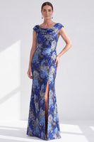 Load image into Gallery viewer, Dusty Green Mermaid Long Floral Mother of the Bride Dress with Slit