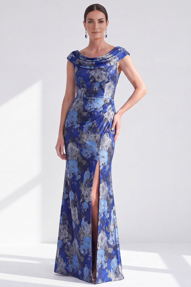 Load image into Gallery viewer, Dusty Green Mermaid Long Floral Mother of the Bride Dress with Slit