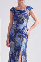 Load image into Gallery viewer, Dusty Green Mermaid Long Floral Mother of the Bride Dress with Slit