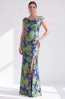 Load image into Gallery viewer, Dusty Green Mermaid Long Floral Mother of the Bride Dress with Slit