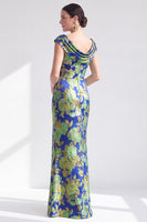 Load image into Gallery viewer, Dusty Green Mermaid Long Floral Mother of the Bride Dress with Slit