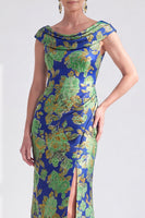 Load image into Gallery viewer, Dusty Green Mermaid Long Floral Mother of the Bride Dress with Slit