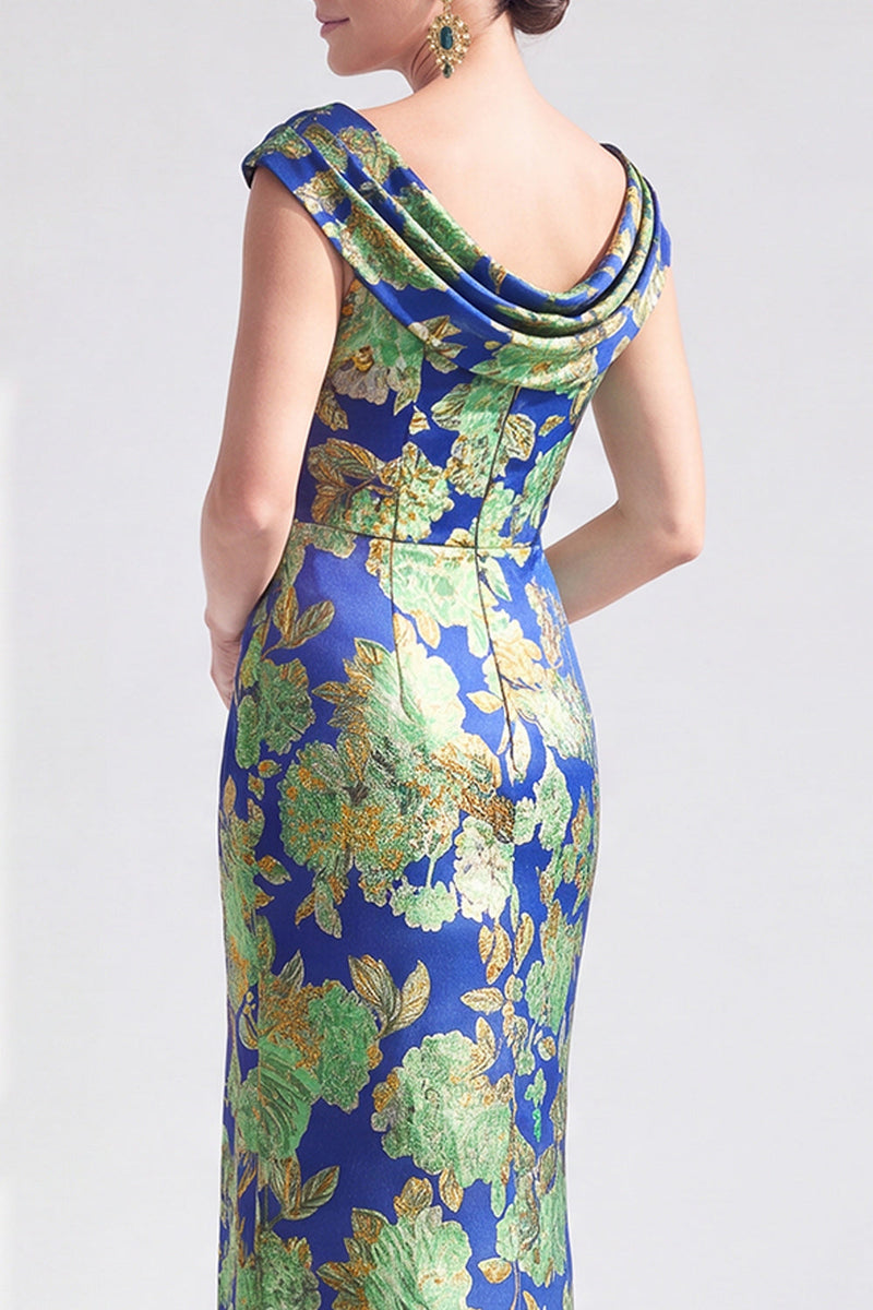 Load image into Gallery viewer, Dusty Green Mermaid Long Floral Mother of the Bride Dress with Slit