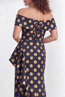 Load image into Gallery viewer, Floral Navy White Ruffled Mermaid Long Mother of the Bride Dress with Slit