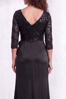 Load image into Gallery viewer, Sparkly Burgundy Floral Ruffled Mermaid Long Mother of the Bride Dress with Lace