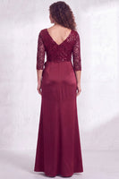 Load image into Gallery viewer, Sparkly Burgundy Floral Ruffled Mermaid Long Mother of the Bride Dress with Lace