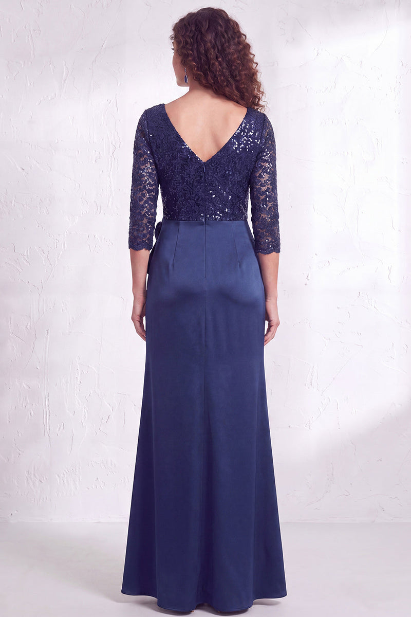 Load image into Gallery viewer, Sparkly Burgundy Floral Ruffled Mermaid Long Mother of the Bride Dress with Lace