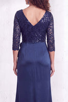 Load image into Gallery viewer, Sparkly Burgundy Floral Ruffled Mermaid Long Mother of the Bride Dress with Lace