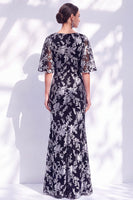 Load image into Gallery viewer, Green Orange Floral Mermaid Long Mother of the Bride Dress with Sleeves