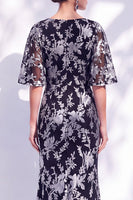 Load image into Gallery viewer, Green Orange Floral Mermaid Long Mother of the Bride Dress with Sleeves