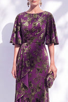 Load image into Gallery viewer, Green Orange Floral Mermaid Long Mother of the Bride Dress with Sleeves
