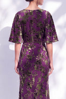Load image into Gallery viewer, Green Orange Floral Mermaid Long Mother of the Bride Dress with Sleeves