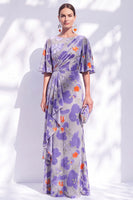 Load image into Gallery viewer, Green Orange Floral Mermaid Long Mother of the Bride Dress with Sleeves