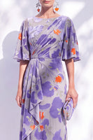 Load image into Gallery viewer, Green Orange Floral Mermaid Long Mother of the Bride Dress with Sleeves
