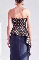 Load image into Gallery viewer, Navy Blue Ruffled Mermaid Strapless Long Mother of the Bride Dress