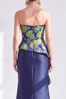 Load image into Gallery viewer, Navy Blue Ruffled Mermaid Strapless Long Mother of the Bride Dress