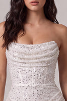 Load image into Gallery viewer, Sparkly Ivory Corset Tight Strapless Sequin Short Cocktail Dress