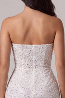 Load image into Gallery viewer, Sparkly Ivory Corset Tight Strapless Sequin Short Cocktail Dress