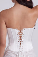 Load image into Gallery viewer, Ivory Lace Corset Strapless Tight Ruched Short Cocktail Dress
